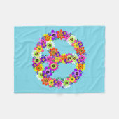 Friedenszeichen Blumen in Light Blue Fleecedecke (Vorderseite (Horizontal))