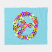 Friedenszeichen Blumen in Light Blue Fleecedecke (Vorderseite (Horizontal))