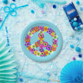 Friedenszeichen Blumen in Light Blue Pappteller (Party)