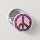 Friedenszeichen-Blumen-Symbol bunt Button (Vorne & Hinten)