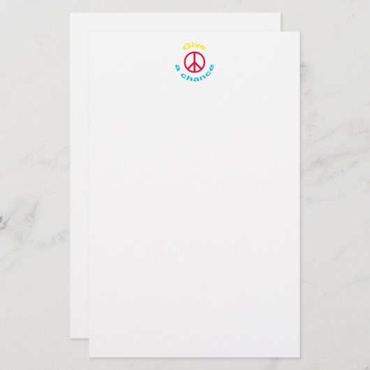 Friedenszeichen Briefpapier (Vorne/Hinten)