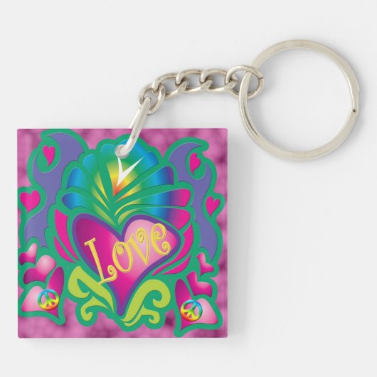 Friedenszeichen-Collage Schlüsselanhänger (Rückseite)