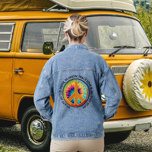 Friedenszeichen-Denimjacke für alte Hippies Jeansjacke