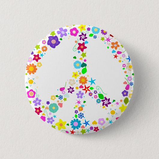 Friedenszeichen der Blumen Button (Vorderseite)