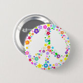 Friedenszeichen der Blumen Button (Vorne & Hinten)