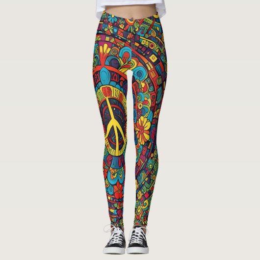 Friedenszeichen, Doodles Leggings (Vorderseite)