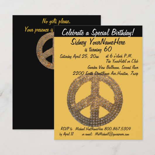 Friedenszeichen Einladung (Vorne/Hinten)