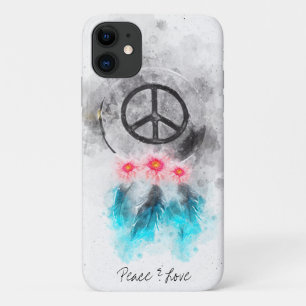 *~* Friedenszeichen Federn Blumen Boho Tribal Grun Case-Mate iPhone Hülle