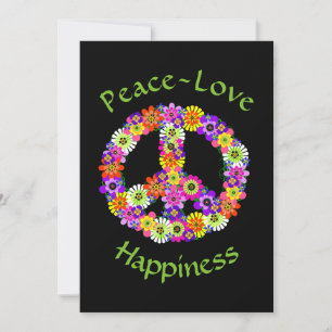 Friedenszeichen Floral Frieden Liebe Glück Karte