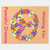 Friedenszeichen floral in Peach Friedlich Dreams Fleecedecke (Vorderseite (Horizontal))