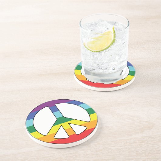 Friedenszeichen-Friedenssymbol mit Flaggen-Farben Sandstein Untersetzer (Seite)