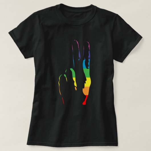 Friedenszeichen für Regenbogen T-Shirt (Design vorne)