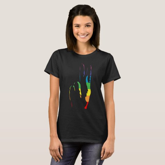 Friedenszeichen für Regenbogen T-Shirt (Vorne ganz)