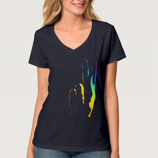 Friedenszeichen für Regenbogen T-Shirt (Vorderseite)