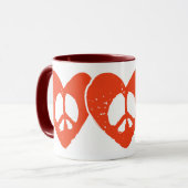 Friedenszeichen für Rotes Herz Tasse (Vorderseite Links)