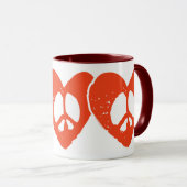 Friedenszeichen für Rotes Herz Tasse (VorderseiteRechts)