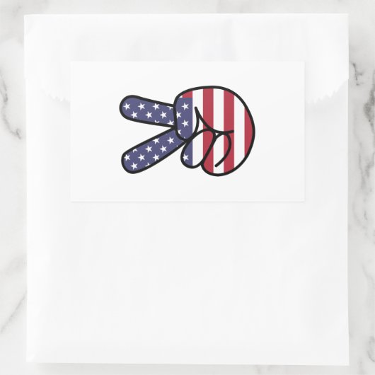 Friedenszeichen für US Flagge Rechteckiger Aufkleber (Tasche)