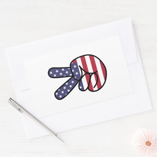 Friedenszeichen für US Flagge Rechteckiger Aufkleber (Umschlag)