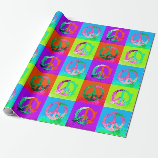 Friedenszeichen Groovy gefärbte Krawatte Graffiti  Geschenkpapier (Ungerollt)
