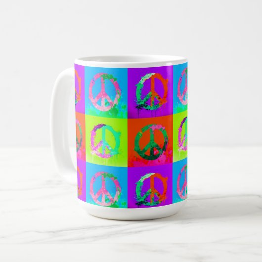 Friedenszeichen Groovy gefärbte Krawatte Graffiti Kaffeetasse (Vorderseite Links)