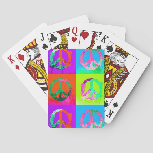 Friedenszeichen Groovy gefärbte Krawatte Graffiti Spielkarten (Rückseite)