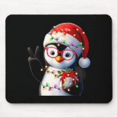 Friedenszeichen Hand Pinguin Weihnachtsmann Weihna Mousepad (Vorne)