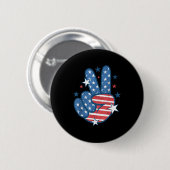 Friedenszeichen Hand USA-Flagge 4. Juli Patriotisc Button (Vorne & Hinten)
