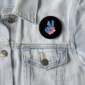 Friedenszeichen Hand USA-Flagge 4. Juli Patriotisc Button (Beispiel)