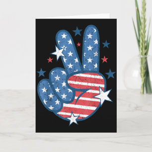 Friedenszeichen Hand USA-Flagge 4. Juli Patriotisc Karte