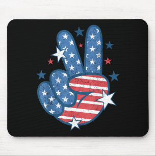 Friedenszeichen Hand USA-Flagge 4. Juli Patriotisc Mousepad