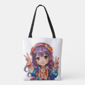 Friedenszeichen Hippie-Mädchen Tasche (Rückseite)