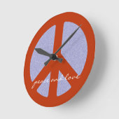 Friedenszeichen, Hippies Retro Runde Wanduhr (Winkel)