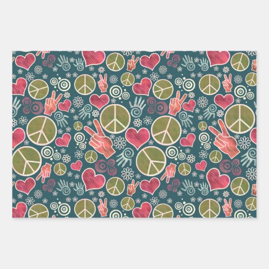 Friedenszeichen Hipster Pacifismus Zeichengestaltu Geschenkpapier Set (Vorderseite 2)