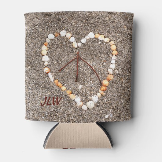 Friedenszeichen im Herzen von Sand Beach Dosenkühler (Vorderseite)