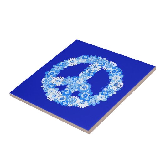 Friedenszeichen in Blau Fliese (Seite)