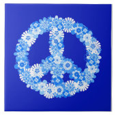 Friedenszeichen in Blau Fliese (Vorderseite)