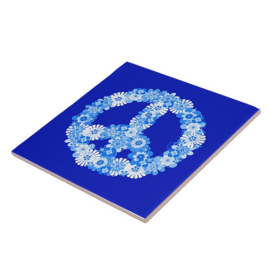 Friedenszeichen in Blau Fliese (Seite)