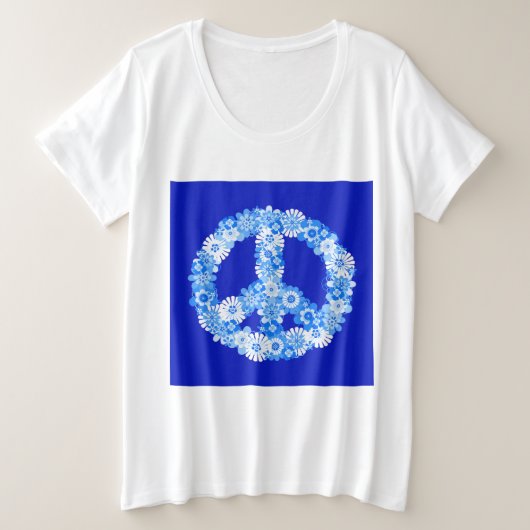 Friedenszeichen in Blau Große Größe T-Shirt (Design vorne)