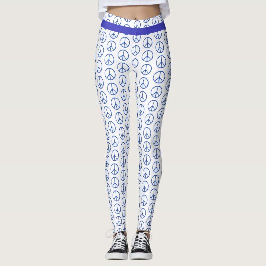 Friedenszeichen in Blau Leggings (Vorderseite)