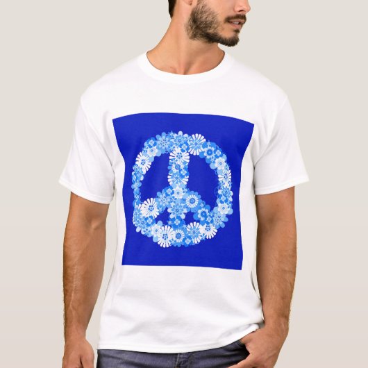 Friedenszeichen in Blau T-Shirt (Vorderseite)