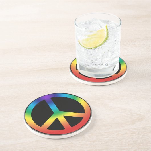 Friedenszeichen in Chakra-Farben Sandstein Untersetzer (Seite)