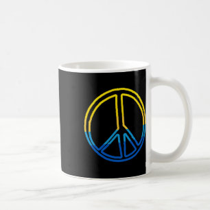 Friedenszeichen in den Farben der Ukraine Gelb und Kaffeetasse
