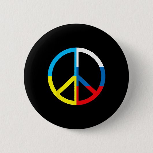 Friedenszeichen in der Ukraine und russische Flagg Button (Vorderseite)