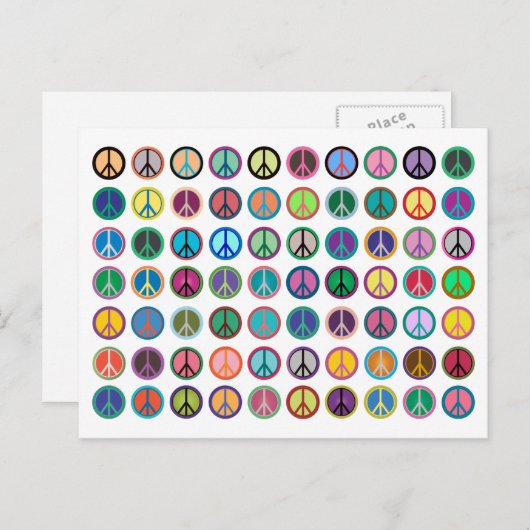 Friedenszeichen in Farbe Postkarte (Vorne/Hinten)