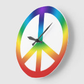 Friedenszeichen in Regenbogenfarben Große Wanduhr (Winkel)