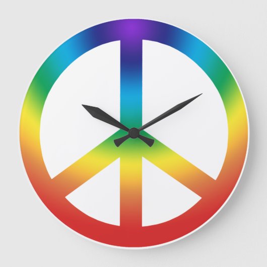 Friedenszeichen in Regenbogenfarben Große Wanduhr (Vorderseite)