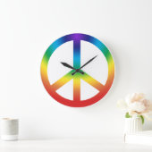 Friedenszeichen in Regenbogenfarben Große Wanduhr (Zuhause)