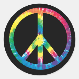 Friedenszeichen in Tie-Dye-Optik 2 Runder Aufkleber