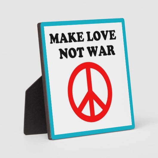 FRIEDENSZEICHEN "LIEBE NICHT KRIEG MACHEN" FOTOPLATTE (Vorderseite)