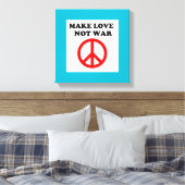 FRIEDENSZEICHEN "LIEBE NICHT KRIEG MACHEN" LEINWANDDRUCK (Insitu (Schlafzimmer))